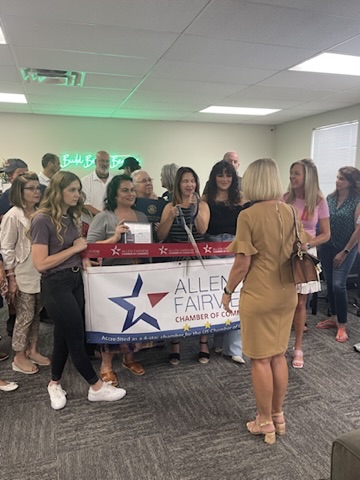 The Benefits Boss team at their Allen-Fairview Chamber of Commerce ribbon-cutting